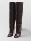 Paris Texas Croco Embossed Leather Knee-high Boots In Burgundy