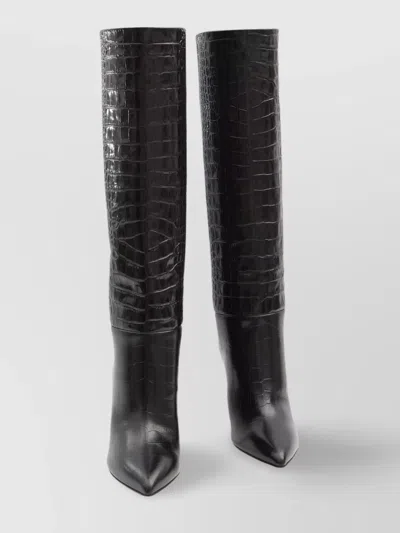 Paris Texas Croco Embossed Leather Knee-high Stiletto Boots