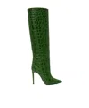 Paris Texas Croc-effect Leather Knee-high Boots In Green