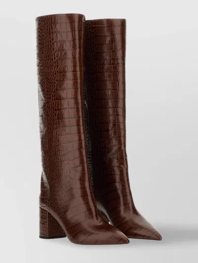 Paris Texas Crocodile Effect Knee-high Block Heel Boots
