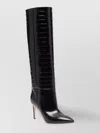 Paris Texas Stiletto Croc-effect Trimmed Leather Knee Boots