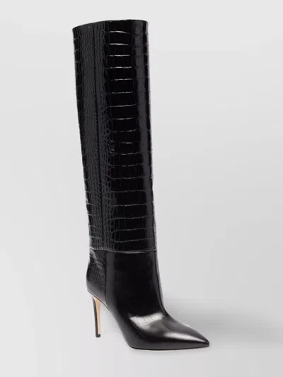 PARIS TEXAS CROCODILE EFFECT KNEE LENGTH STILETTO ANKLE BOOTS