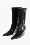 Paris Texas Crocodile Effect Leather Jane Western Boots With Silver-tone In Black