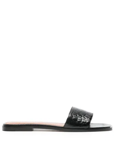 Paris Texas Crocodile-effect Leather Sandals In Black
