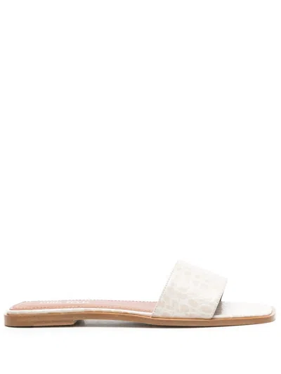 Paris Texas Crocodile-effect Leather Sandals In Neutrals
