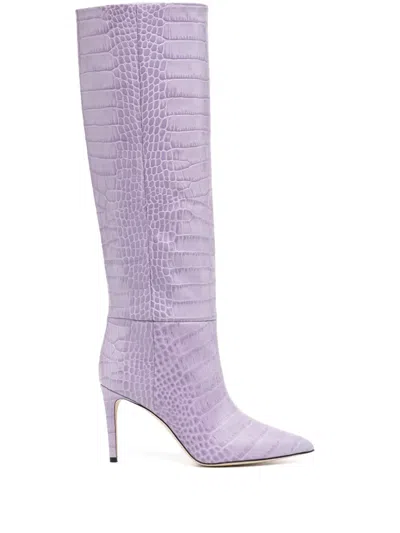 Paris Texas Croc-embossed 100mm Leather Boots In Purple