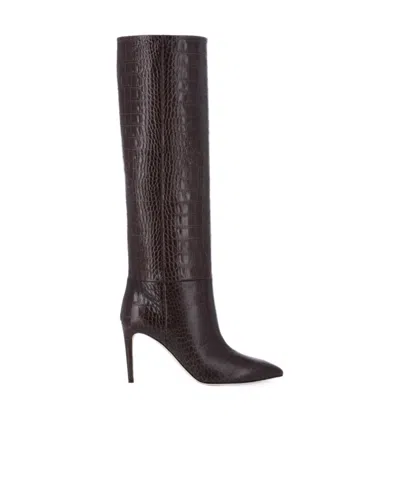 Paris Texas Crocodile-embossed 110mm Knee Boots In Black