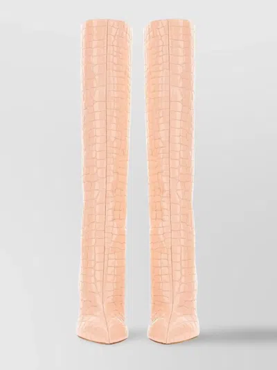 Paris Texas Crocodile Knee High Pointed Stiletto Boots