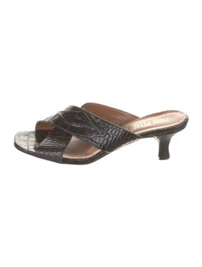 Pre-owned Paris Texas Crocodile Slides In Brown
