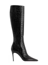Paris Texas Vera 85 Charcoal Crocodile-effect Leather Boots In Black
