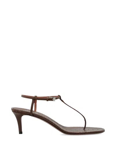 Paris Texas Crocodile-effect Leather Sandals In Brown