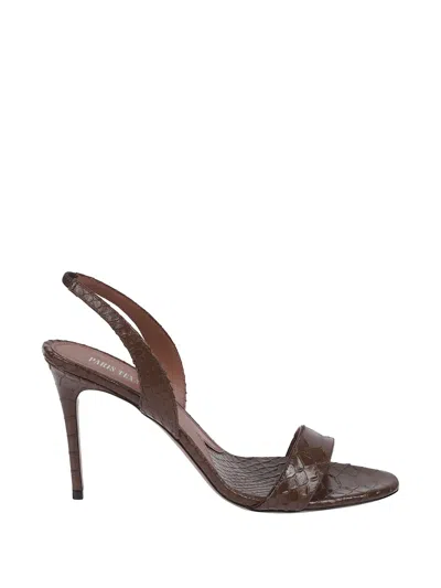 Paris Texas Crocodile-effect Slingback Sandals In Brown