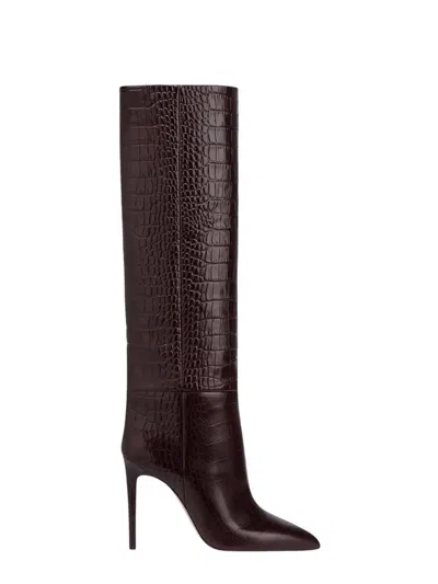 Paris Texas Crocodile-embossed Leather Boot In Burgundy