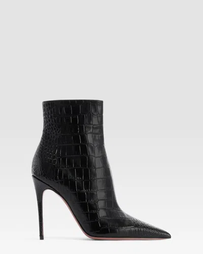 Paris Texas Croco-print Ankle Boot In Black
