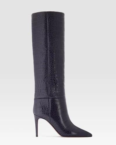 Paris Texas Croco-print Boot In Blue