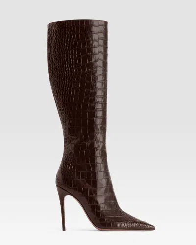 Paris Texas Croco-print Boot In Ebano