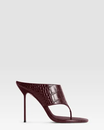 Paris Texas Croco-print Leather Thong Mule In Burgundy