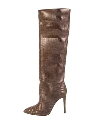 Pre-owned Paris Texas Crystal Animal Print Boots In Brown