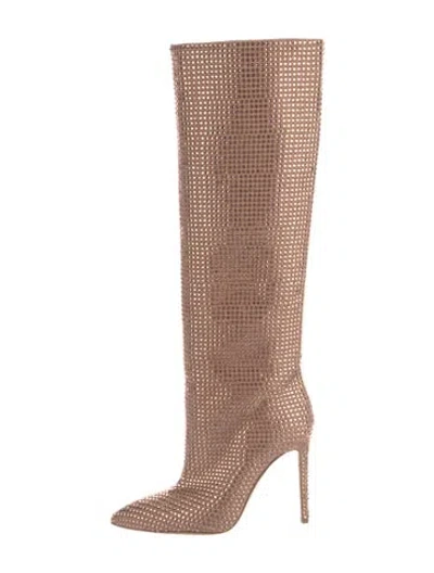 Pre-owned Paris Texas Crystal Animal Print Boots In Neutrals