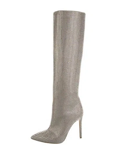 Pre-owned Paris Texas Crystal Patterned Sock Boots In Silver