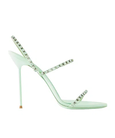 Paris Texas Lidia 105 Crystal-embellished Crepe Slingback Sandals In Green