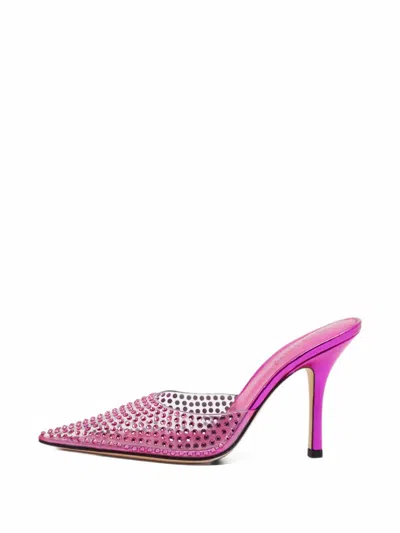 Pre-owned Paris Texas Crystal-embellished Mules In White