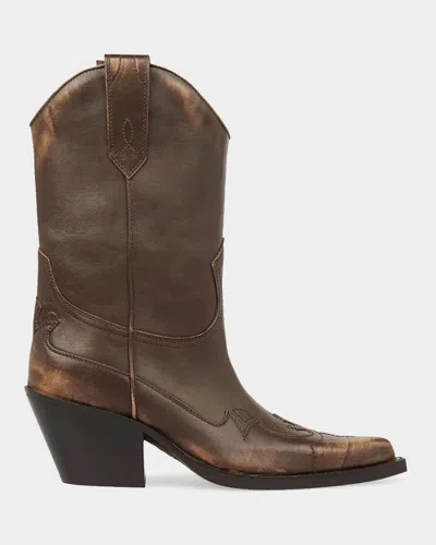 Paris Texas Dakota Suede Mid-calf Western Boots In Cocoa