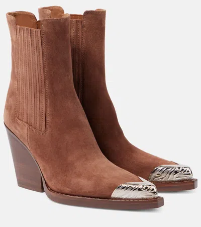 Paris Texas Dallas 100 Embellished Suede Ankle Boots In Brown