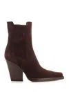 Paris Texas Heeled Boots With Elastic Panels And Suede Finish In Brown