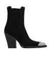 Paris Texas Pointed Ankle Boots In Smooth Off-black Suede Leather In Black
