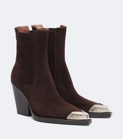 Paris Texas Dallas Embellished Suede Cowboy Boots In Black