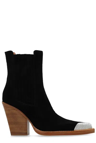 Paris Texas Dallas Suede Chelsea Western Booties In Off Black