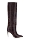 Paris Texas Dark Bordeaux High Boots With Stiletto Heel In Croco Embossed Leather Woman