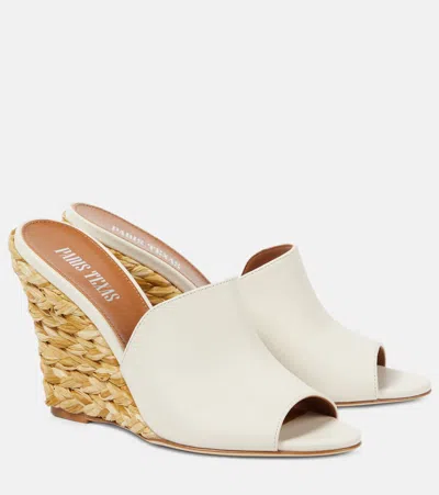 Paris Texas Deia 100 Leather-trimmed Espadrille Wedges In White