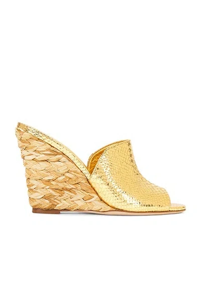 Paris Texas Deia 100 Leather-trimmed Espadrille Wedges In Gold