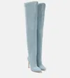 Paris Texas Denim Over-the-knee Boots In Medium Wash