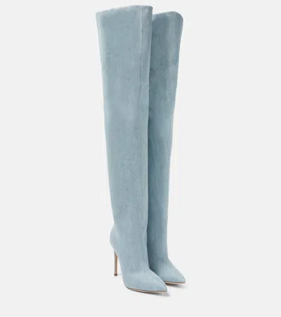 Paris Texas Denim Over-the-knee Boots In Medium Wash