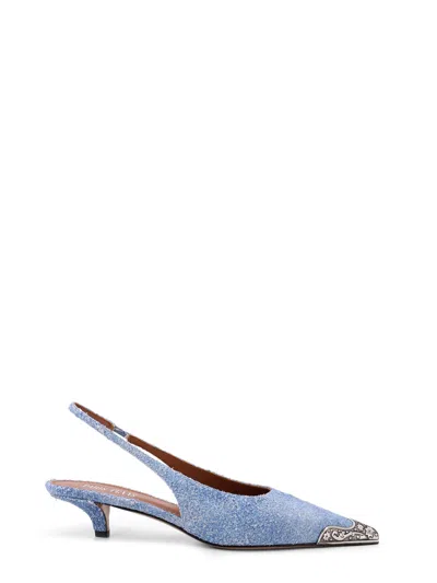 Paris Texas Denim Slingback With Metal Toe In Blue