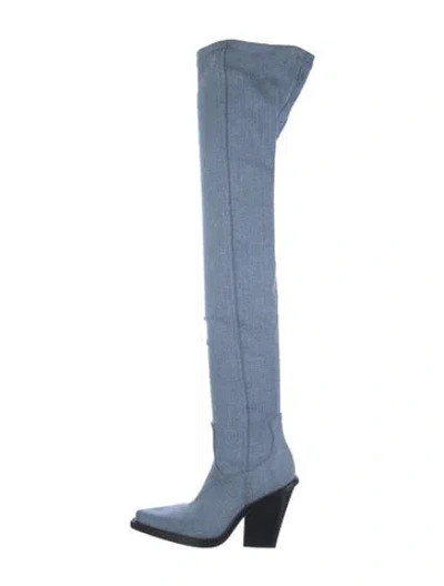 Pre-owned Paris Texas Denim Sock Boots In Blue