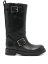 Paris Texas Detroit Leather Buckle Moto Boots In Black