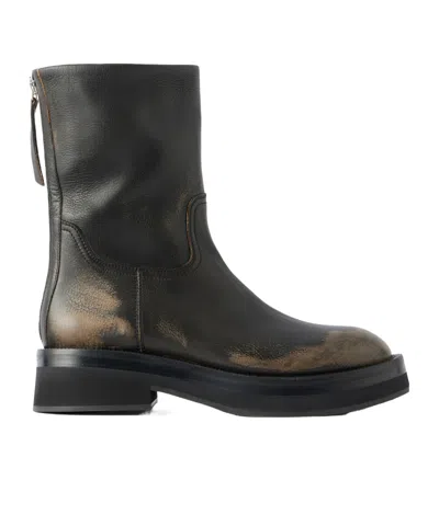 Paris Texas Napa 20 Distressed Leather Ankle Boots In Black