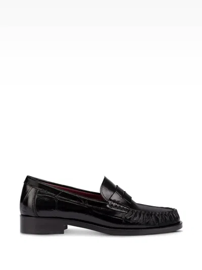 Paris Texas Dylan Croc-effect Loafers In Black