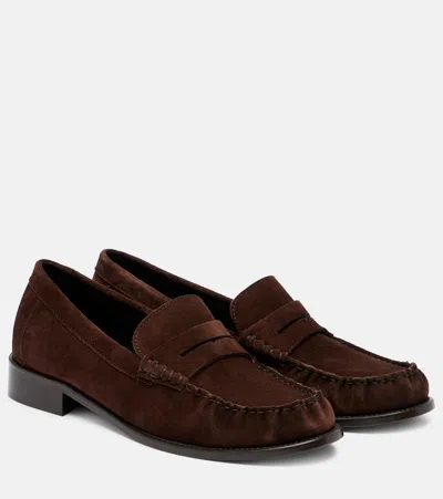 Paris Texas Dylan Suede Penny Loafers In Brown