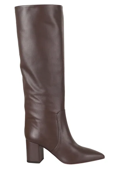 Paris Texas Ebony Anja 70 Square Heel Leather Boots In Burgundy