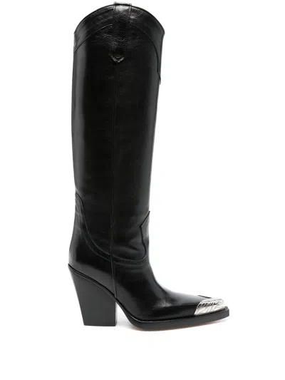 Paris Texas El Dorado 100mm Leather Boots In Black