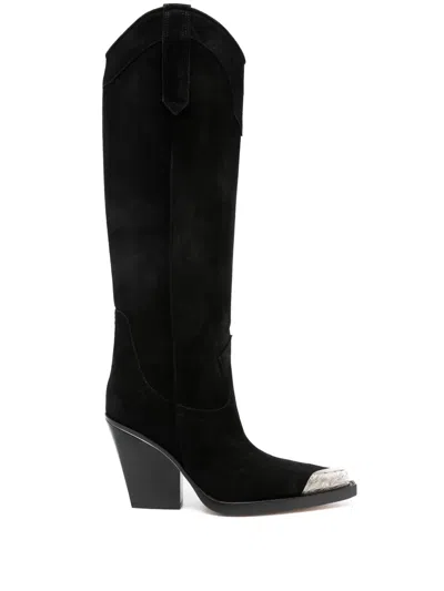 Paris Texas 100mm El Dorado Suede Tall Boots In Black
