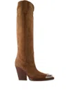 Paris Texas Texan Boots In Chocolate Calf Suede Leather In Brown