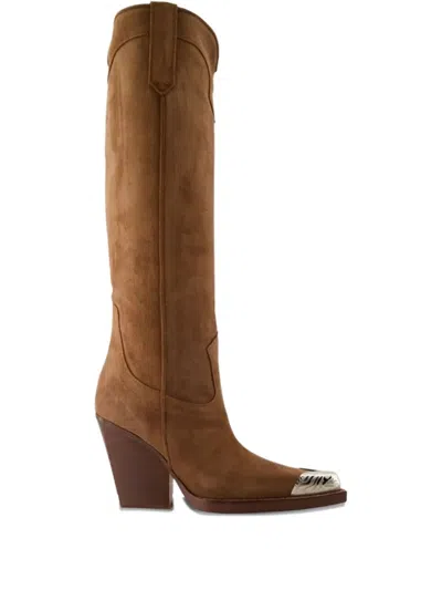 Paris Texas El Dorado Metallic-toe Cowboy Boots In Brown