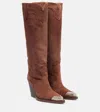Paris Texas Texan Boots In Chocolate Calf Suede Leather In Brown