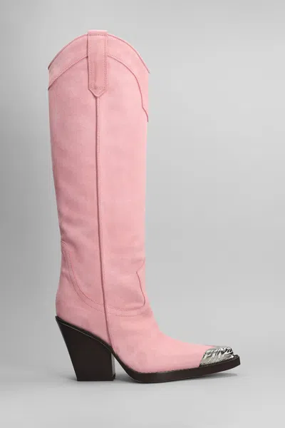 Paris Texas El Dorado Texan Boots In Rose-pink Suede In Black